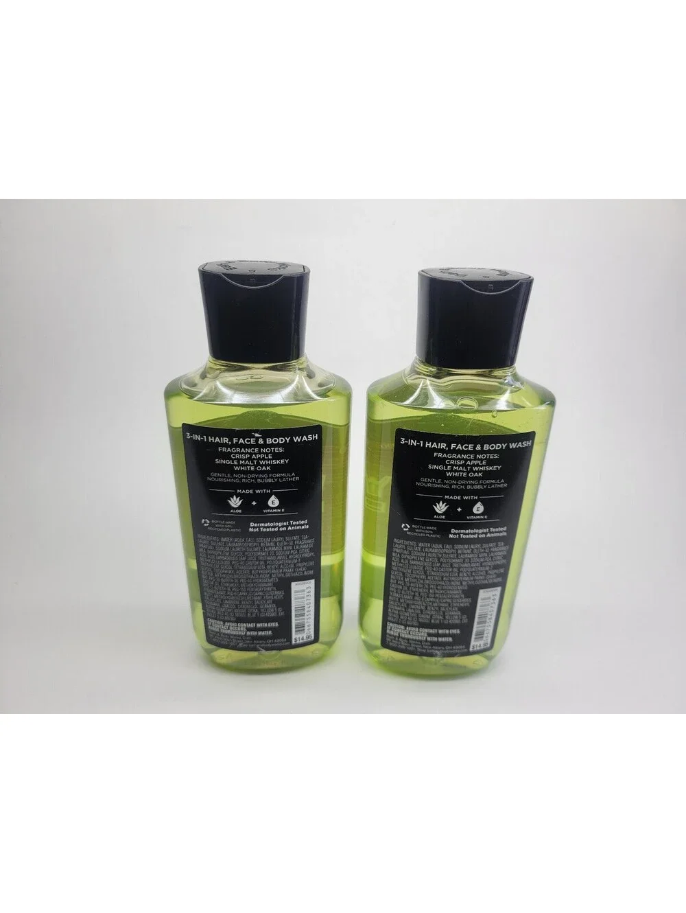 2 x Bath & Body Works Whiskey Reserve Men's 3 in 1 Face Hair & Body Wash 10 oz